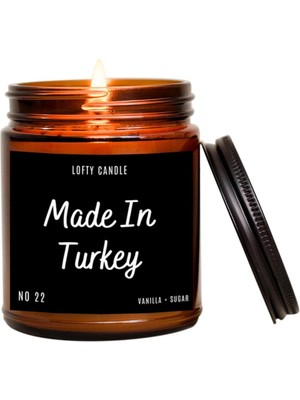 Lofty Made In Turkey Siyah Etiket Amber Kavanoz Mum Dekor Aromaterapi Rahatlatıcı Vanilya Kokusu 210 gr