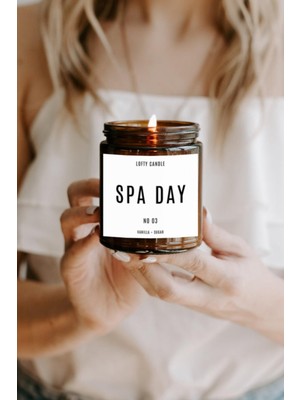 Spa Day Beyaz Etiket Amber Kavanoz Mum Dekor Aromaterapi Rahatlatıcı Vanilya Kokusu 210 gr