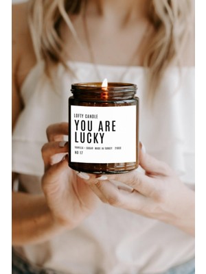 Lofty You Are Lucky Beyaz Etiket Amber Kavanoz Mum Dekor Aromaterapi Rahatlatıcı Vanilya Kokusu 210 gr