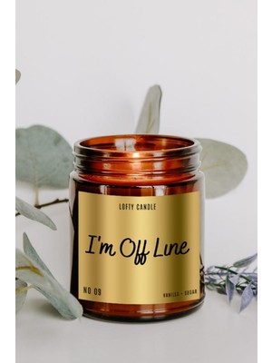 Lofty I'm Off Line Gold Etiket Amber Kavanoz Mum Dekor Aromaterapi Rahatlatıcı Vanilya Kokusu 210 gr