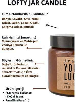 Lofty Decor Kraft Etiket Mum Dekor Aromaterapi Rahatlatıcı Vanilya Kokusu 330 gr