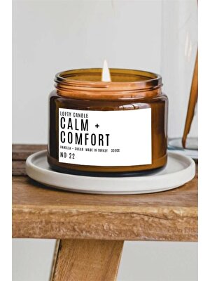 Calm+Comfort Beyaz Etiket Mum Dekor Aromaterapi Rahatlatıcı Vanilya Kokusu 330 gr