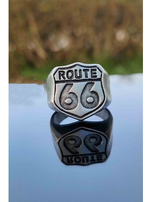 Trend Collection Klasik Route 66 Model Gümüş Kaplama Ayarlanabilir Erkek Yüzük