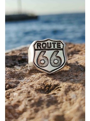 Trend Collection Klasik Route 66 Model Gümüş Kaplama Ayarlanabilir Erkek Yüzük