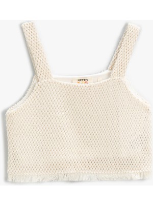 Koton Crop Üst Kalın Askılı Dokuma U Yaka