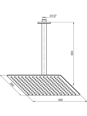 Gpd Ankastre Duş Başlığı Kare Slim Metal 30X30 cm ADS21
