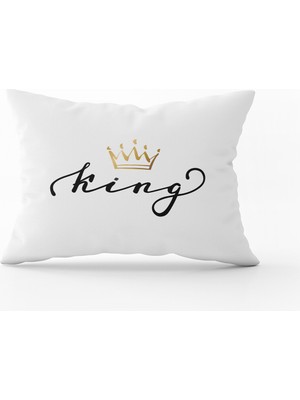 Cango Home Beyaz Siyah King Kral Dijital Baskılı Kırlent Kılıfı - CGH324-3550 Çift Tarafı Baskılı