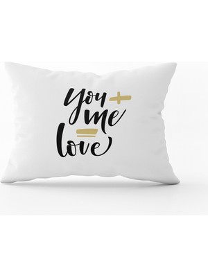 Cango Home Beyaz Siyah Modern You Me Love Dijital Baskılı Kırlent Kılıfı - CGH330-3550 Çift Tarafı Baskılı
