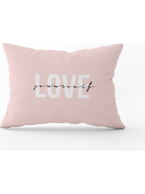 Cango Home Pembe Siyah Modern Love Yourself Dijital Baskılı Kırlent Kılıfı - CGH335-3550 Çift Tarafı Baskılı