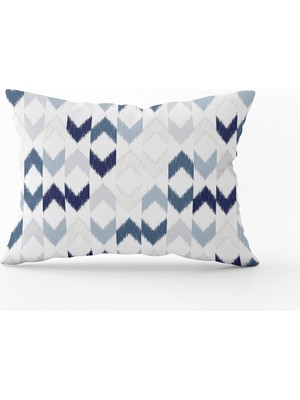Cango Home Beyaz Mavi Modern Geometrik Desenli Kırlent Yastık Kılıfı - CGH341-3550 Çift Tarafı Baskılı