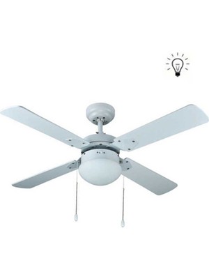 Kaşkar Taflan 4 Kanatlı Lambalı Tvan Vantilatörü L42015 Beyaz