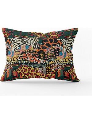 Cango Home Siyah Karışık Renkli Leopar Zebra Desenli Dijital Baskı Kırlent Yastık Kılıfı - CGH361-3550 Çift Tarafı Baskılı
