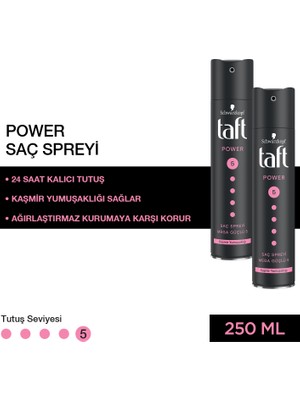 Taft Power Kaşmir ( Mega Güçlü ) Sprey 250 ml X 2 Adet 24 Saat Kalıcı Tutuş