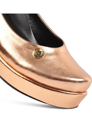 Pierre Cardin Rose Gold Rugan Dolgu Topuk Ayakkabı