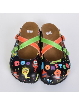 Azizsahinshoes 5401 Boo Monster Çapraz Sabo Terlik