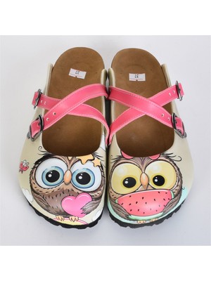 Azizsahinshoes 5403 Baykuşlar Çapraz Sabo Terlik