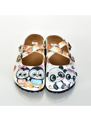 Azizsahinshoes 6292 Panda Ve Penguen Çapraz Sabo Terlik