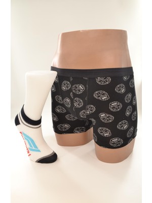 Erkek Çocuk Penye Boxer Pamuk Çorap Kombin Takım