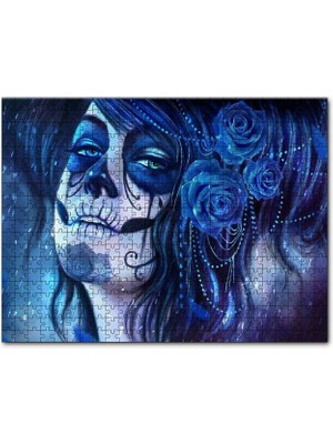 Cakapuzzle Ölülerin Günü Lacivert Güller ve Boyalar 120 Parça Puzzle Yapboz Mdf (Ahşap)