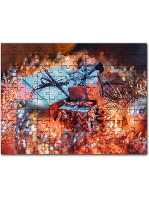 Cakapuzzle Yılbaşı Hediye Paketleri ve Süsleri 120 Parça Puzzle Yapboz Mdf (Ahşap)