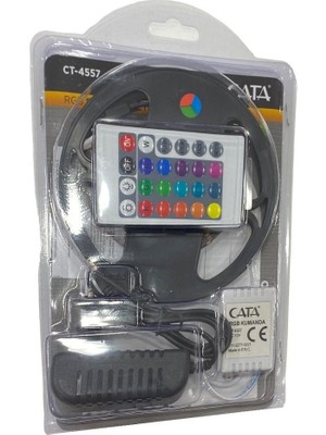 Cata CT-4557 Rgb Şerit LED Seti ( 5 mt Rgb LED 3 Renk - Trafo - Rgb Kumanda )