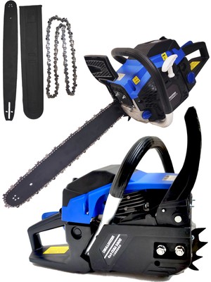 Bulldozer Bulldoze Benzinli Motorlu 4x4hp Testere  Hızar 50 Cm Pala Ağaç Kesim Motoru Mavi