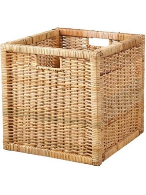 Barbun Branas Dekoratif Hasır Sepet Rattan Kutu - 32X35X32 cm