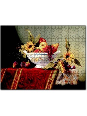 Cakapuzzle Seramik Tabakta Taze Meyveler ve Çiçekler 120 Parça Puzzle Yapboz Mdf (Ahşap)