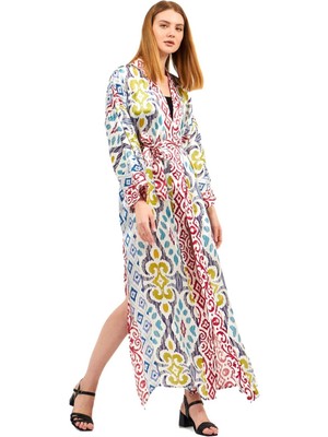 Nomads Felt Ipek Kimono Sabahlık Kaftan Etnik Desenli