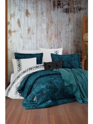 Elart Çeyiz Paketi 11 Parça (Yatak Örtüsü+Nevresim Takımı+Battaniye) Shine Zümrüt Yeşili