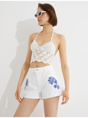 Koton Melis Ağazat x Koton - Çiçek Nakışlı Şort