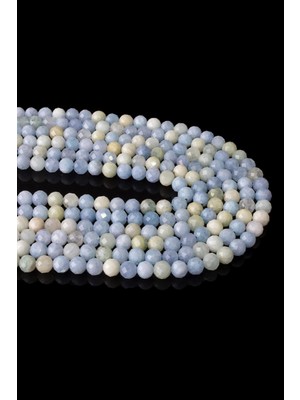 Dünya Doğal Taş 6 mm Faset Kesim Akuamarin Taşı Dizi