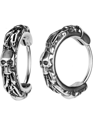 NorthShore Kurukafa Vintage Geçirmeli Gotik Skull Halka 316L Erkek Çelik Küpe