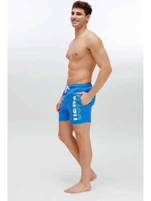 U.S. Polo Assn. Erkek Saks Mavi Orta Boy Deniz Şortu