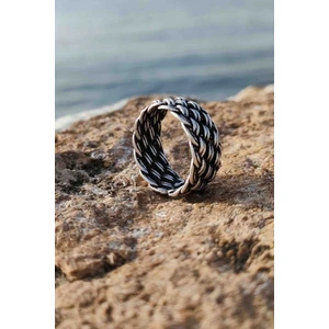 Trend Collection Hasır Örme Model Gümüş Kaplama Ayarlanabilir Unisex Yüzük