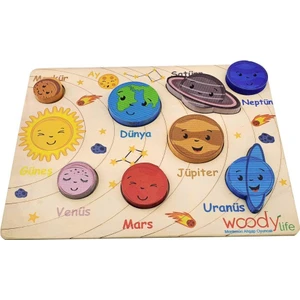 Woody Life Woodylife Ahşap Bul-Tak Gezegenler Seti Eğitici Zeka Geliştiren Montessori Meteryal