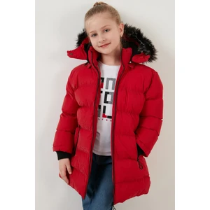 Yakası Suni Kürklü Peluş Astarlı Çıkarılabilir Kapüşonlu Dar Kesim Kışlık Mont Kız Çocuk MONT 5760002