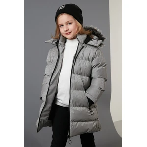 Yakası Suni Kürklü Peluş Astarlı Çıkarılabilir Kapüşonlu Dar Kesim Kışlık Mont Kız Çocuk MONT 5760002