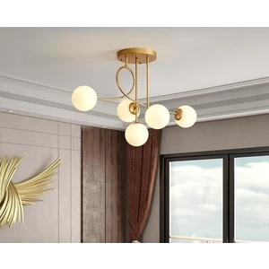Pare Model Modern Spor Gold 5'lı Glop Beyaz Camlı Avize