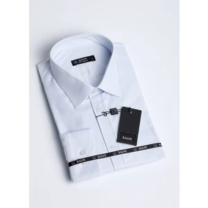 %100 Pamuk Slim Fit Premium Armürlü Mavi Gömlek 22108