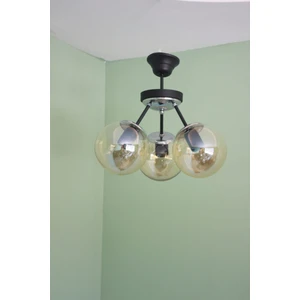 Sarmaşık Siyah Bal Glop Camlı 3'lü Avize