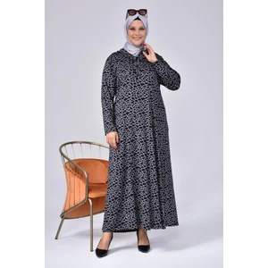 Kadın Büyük Beden Yakası Fırfırlı Tesettür Anne Elbisesi Yakma Yapmaz Terletmez