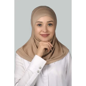 Hazır Türban Pratik Eşarp Tesettür Hijab - Namaz Örtüsü - Koyu Bej