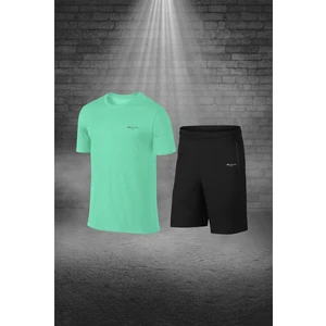 Poseidon Storm Büyük Beden Erkek Su Yeşili Dri-Fit Kumaş Cepli Düz Kısa Kol Konforlu Tişört Şort Alt Üst Ikili Takım Seti  (4XL-10XL)