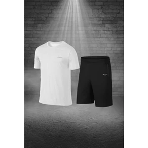Büyük Beden Erkek Beyaz Dri-Fit Kumaş Rahat Konforlu Kesim Yuvarlak Yaka Kısa Kol Tişört Şort Spor Seti  (4XL-10XL)
