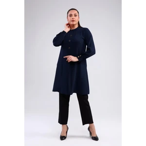 Kadın Büyük Beden Tesettür Tunik Düğmeli Ayrobin Kumaş