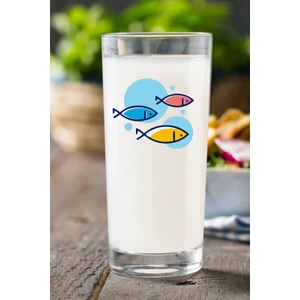 Marin, Aqua, Balık Desenli Rakı Bardağı