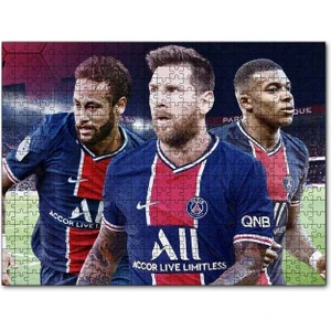 Messi Neymar Mbappe Artık Biarada 120 Parça Puzzle Yapboz Mdf (Ahşap)