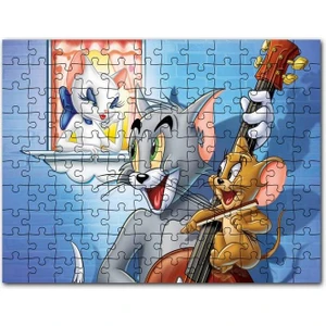 Tom A Jerry Zamilovana Srdce Görseli 120 Parça Puzzle Yapboz Mdf (Ahşap)