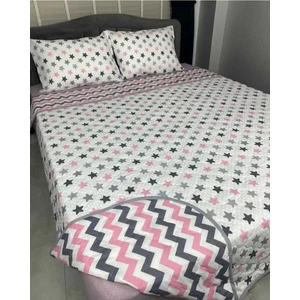 White Home Tek Kişilik Çift Yönlü 50X90 2 Adet Yastıkmılıfı Çok Amaçlı Yatak Örtüsü Zigzag Pudra